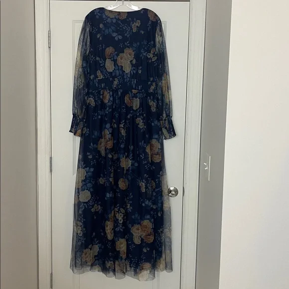 Baltic Born Layla Tulle Maxi Dress Blue + Golden Floral 2XL Long Sleeve New - Picture 8 of 9